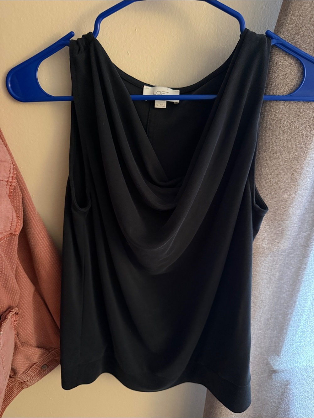 LOFT Black Drape Neck Sleeveless Camisole